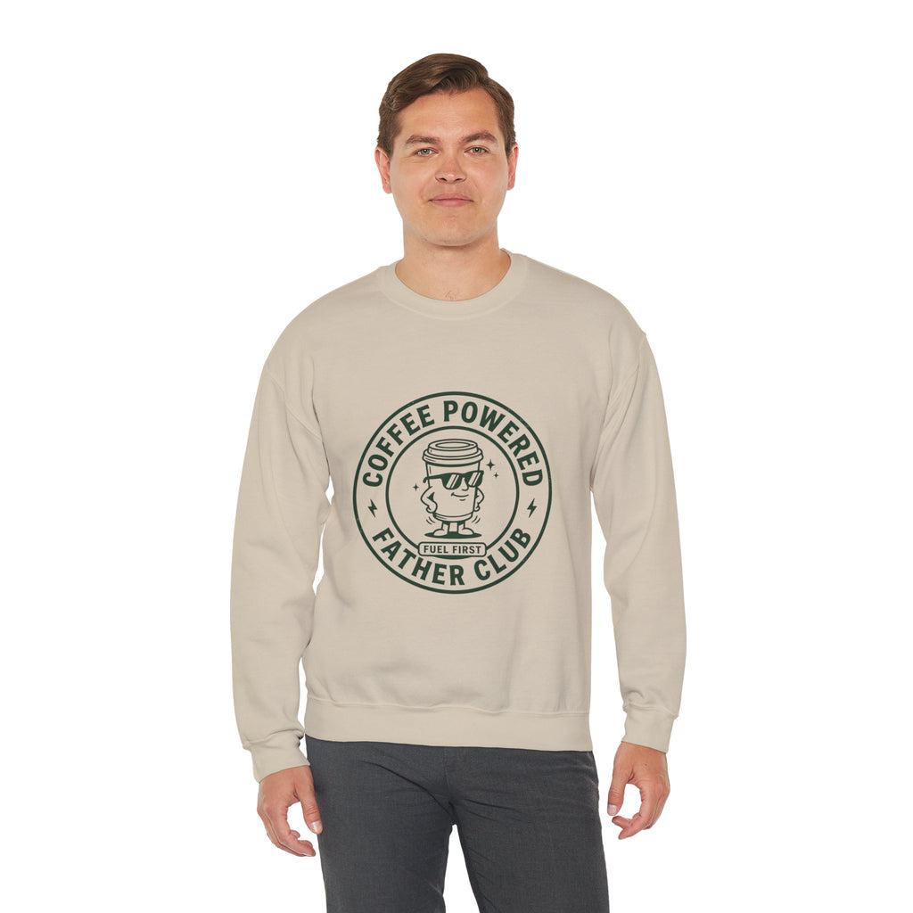 Coffee Powered Father Club Sweatshirt | Father's Day Dad Humor