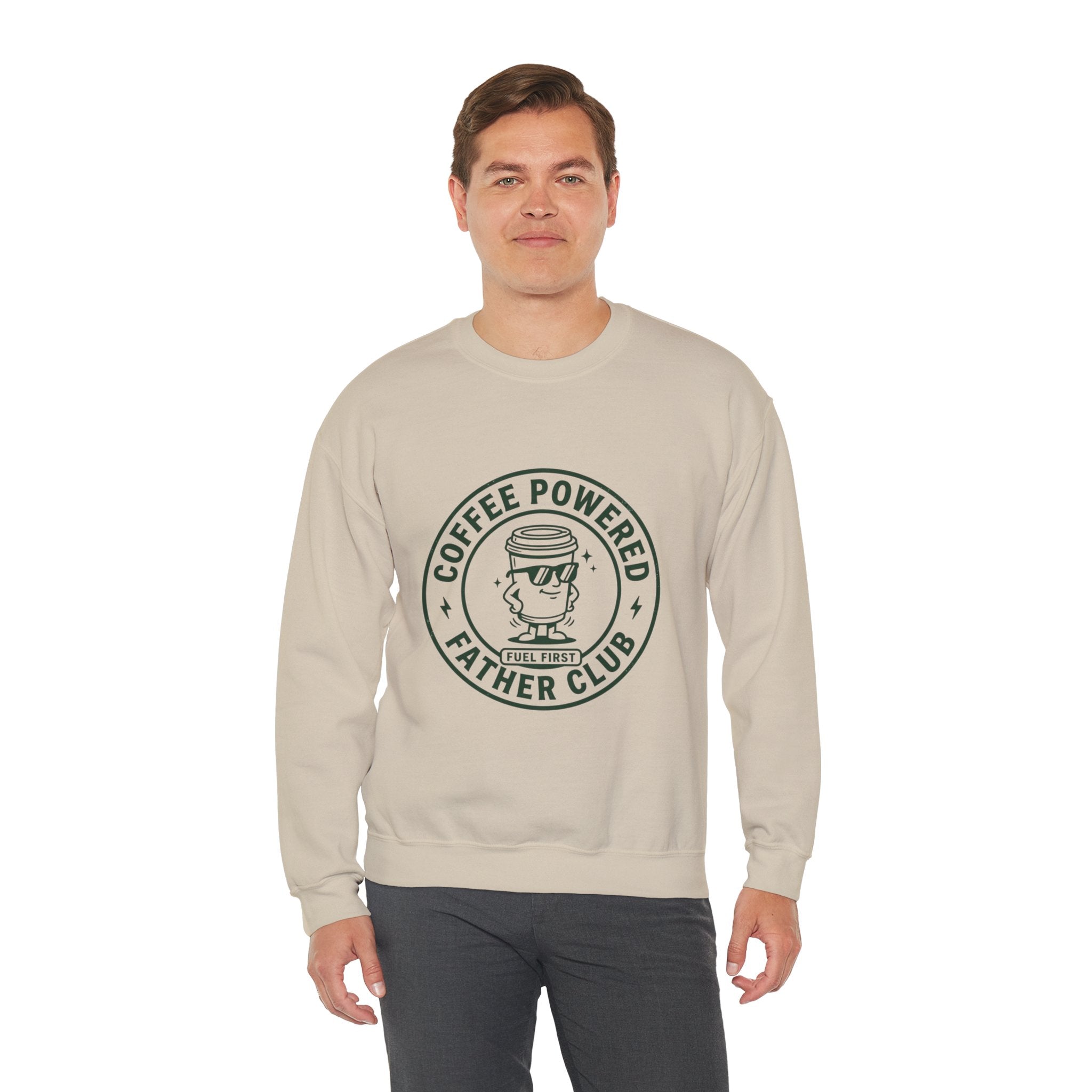 Coffee Powered Father Club Sweatshirt | Father's Day Dad Humor