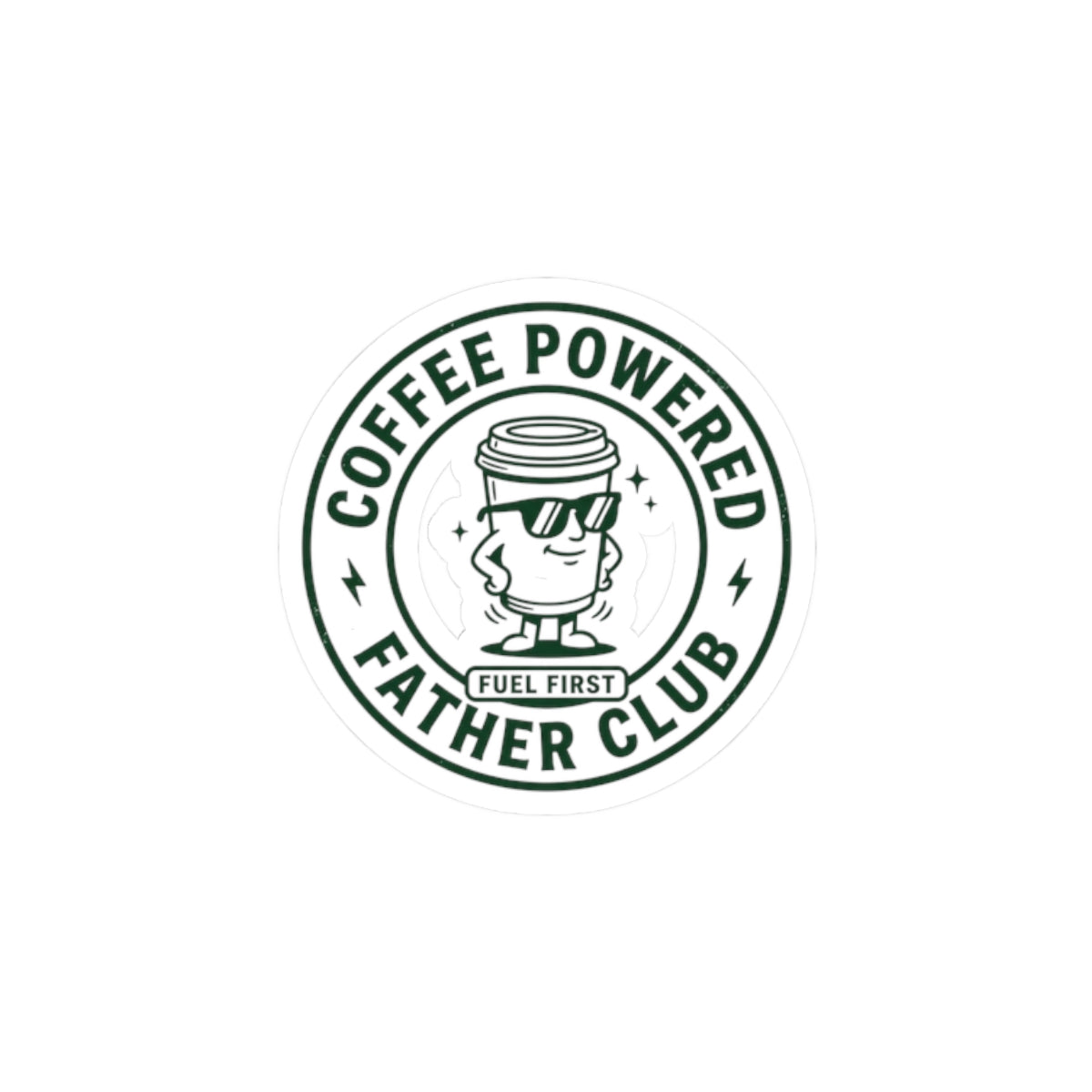 Coffee Powered Father Club Sticker | Father's Day Dad Humor
