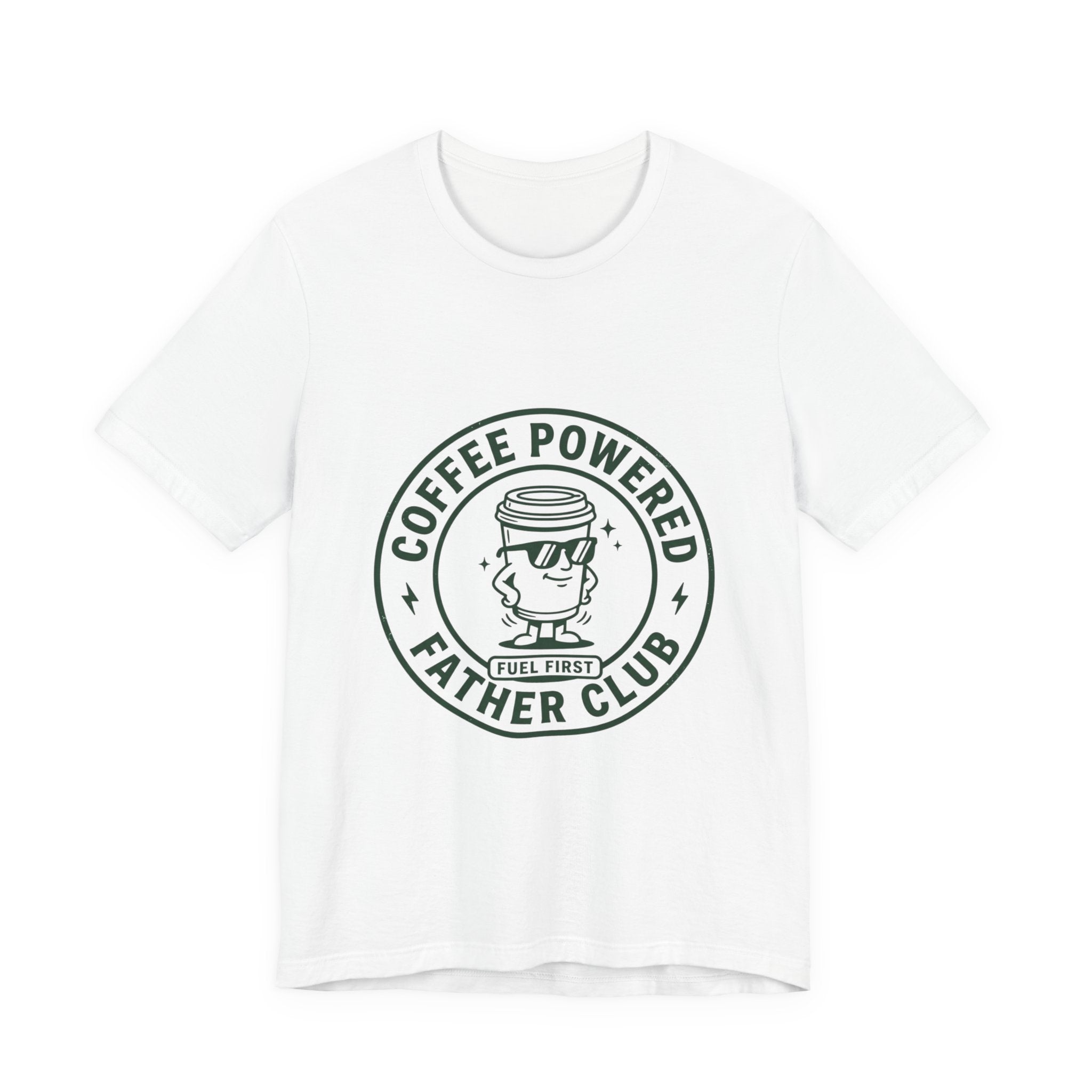 Coffee Powered Father Club T-Shirt | Father’s Day Dad Tee, Retro Badge