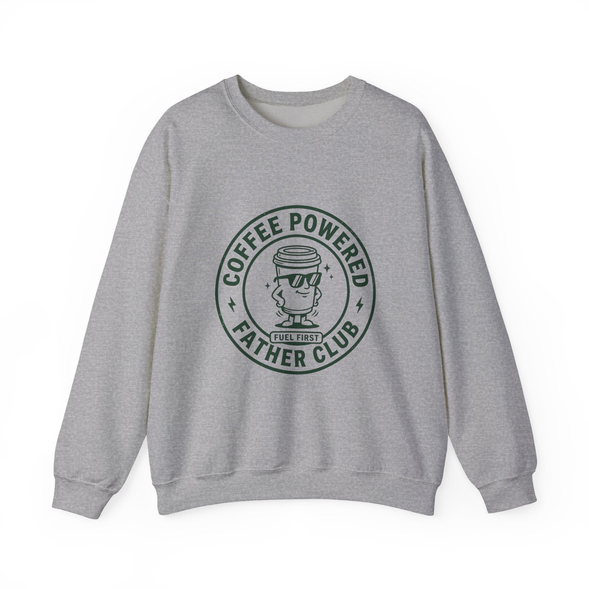 Coffee Powered Father Club Sweatshirt | Father's Day Dad Humor