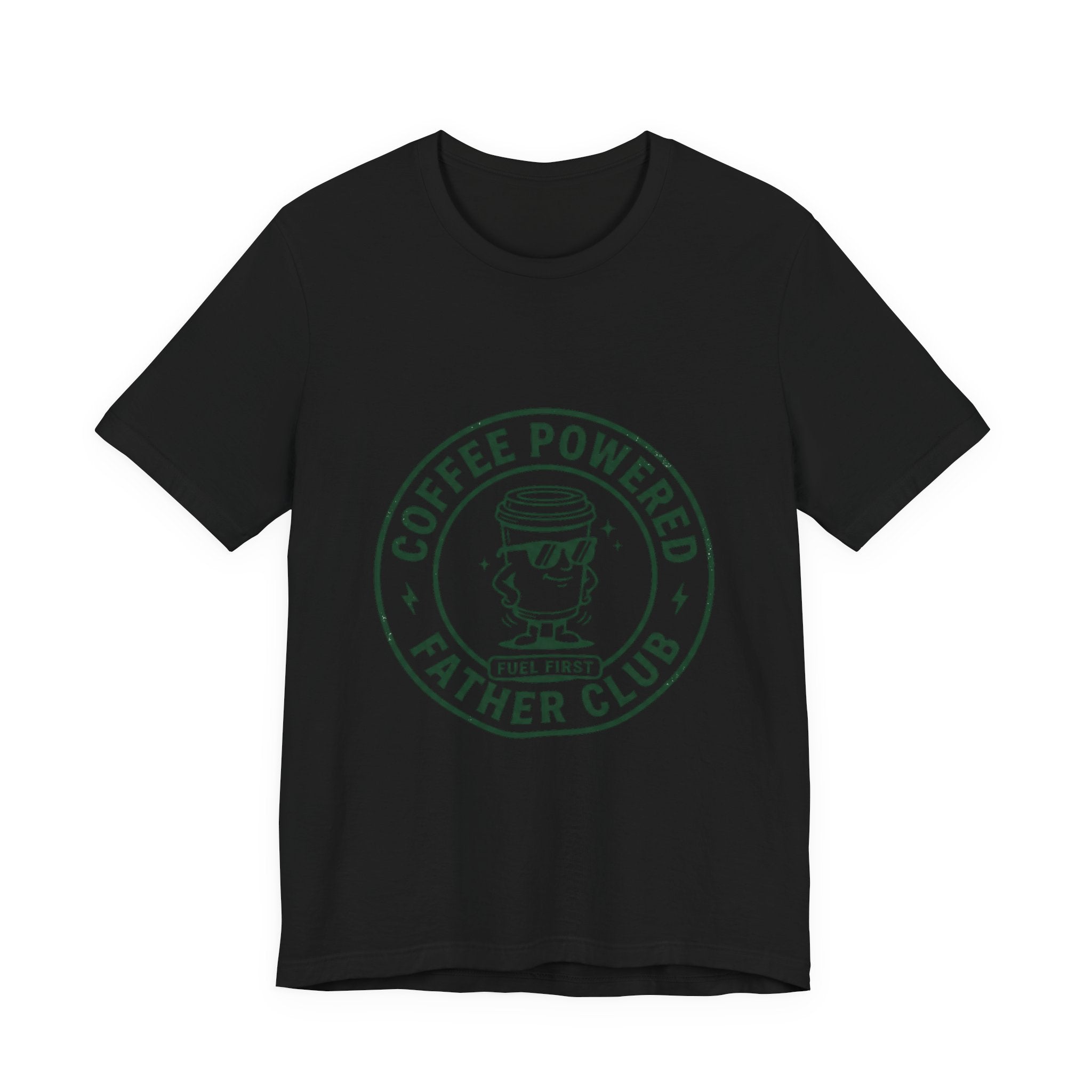 Coffee Powered Father Club T-Shirt | Father’s Day Dad Tee, Retro Badge
