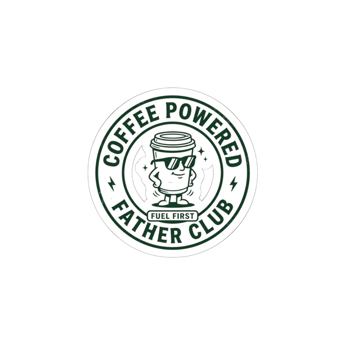 Coffee Powered Father Club Sticker | Father's Day Dad Humor