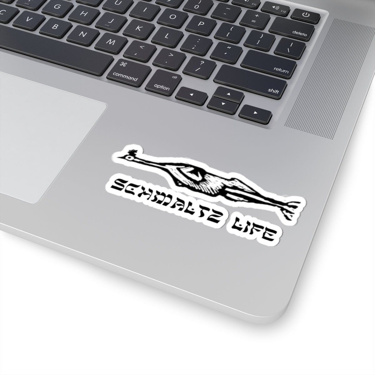 Schmaltz Life Black & White Kiss-Cut Sticker — Retro Chicken Fat Graphic