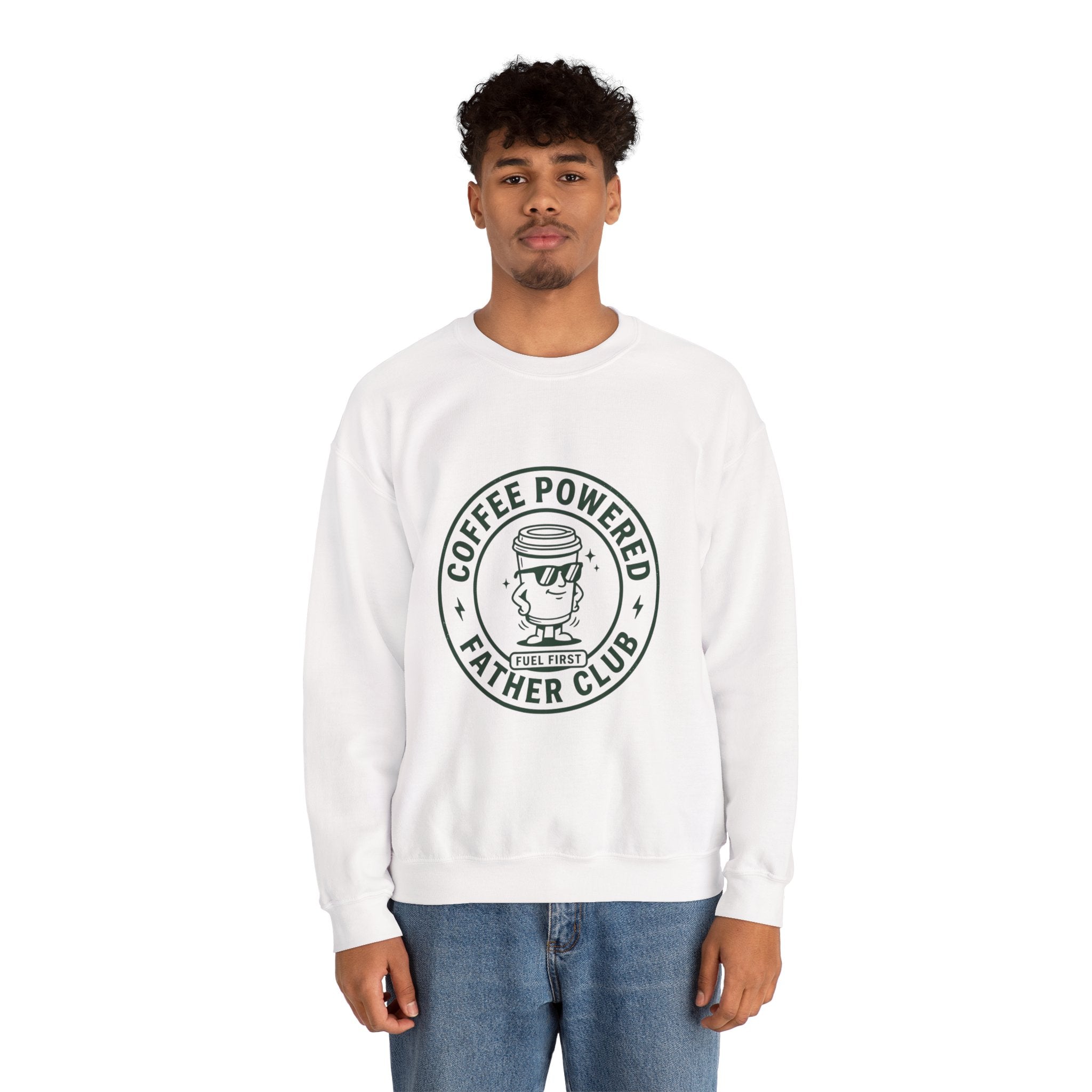 Coffee Powered Father Club Sweatshirt | Father's Day Dad Humor