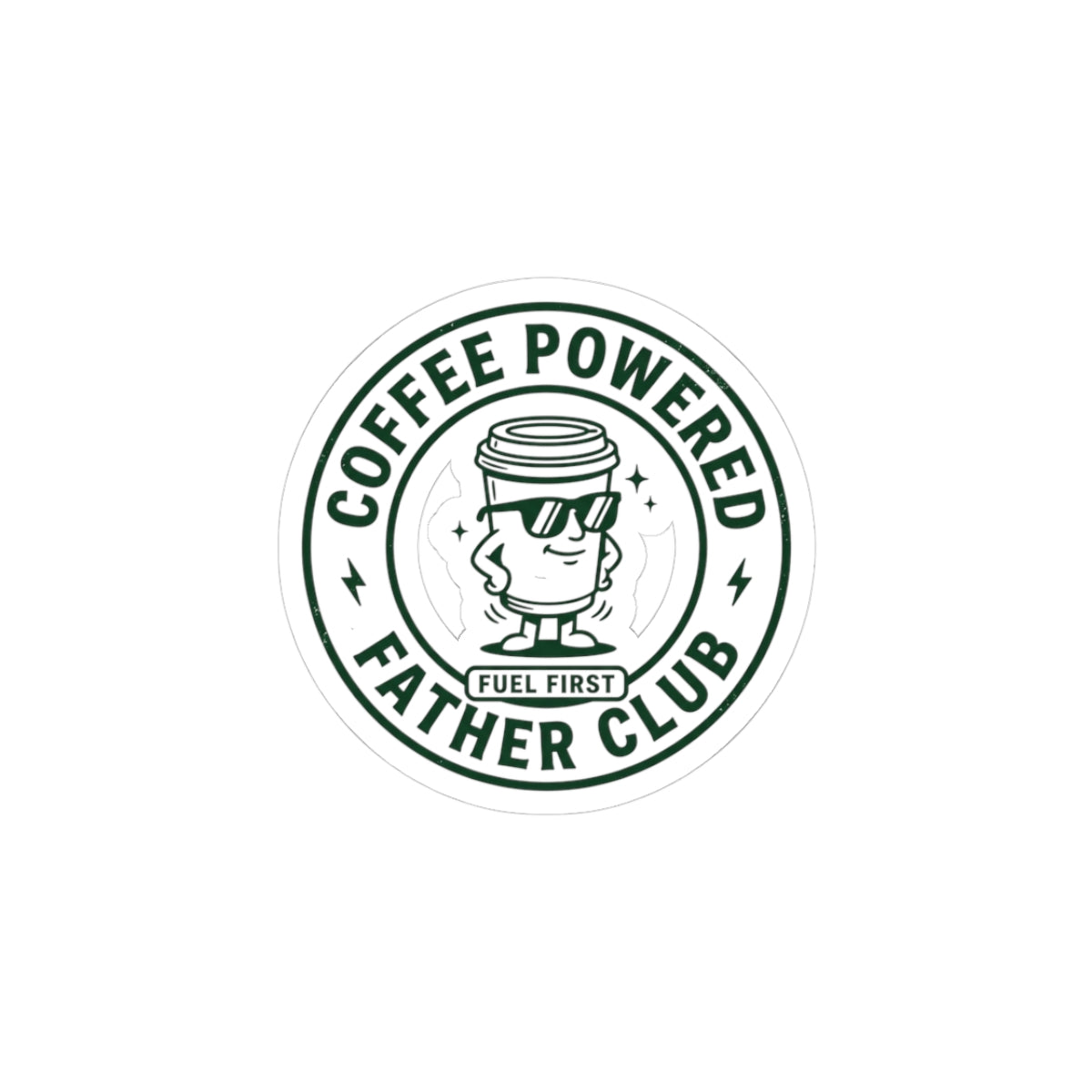 Coffee Powered Father Club Sticker | Father's Day Dad Humor