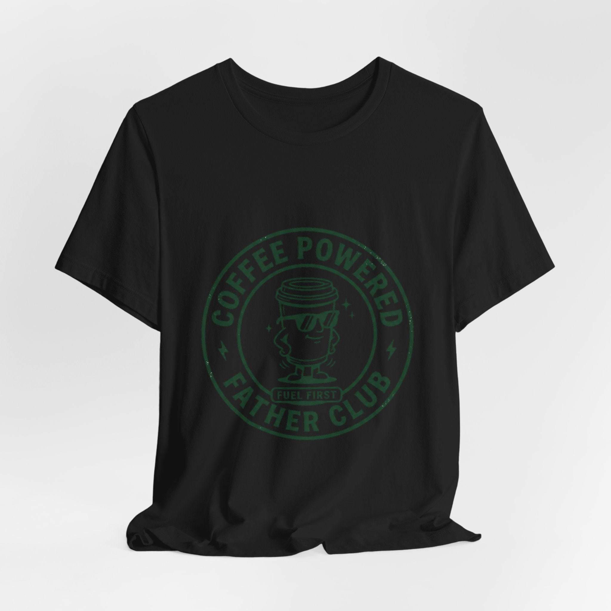 Coffee Powered Father Club T-Shirt | Father’s Day Dad Tee, Retro Badge