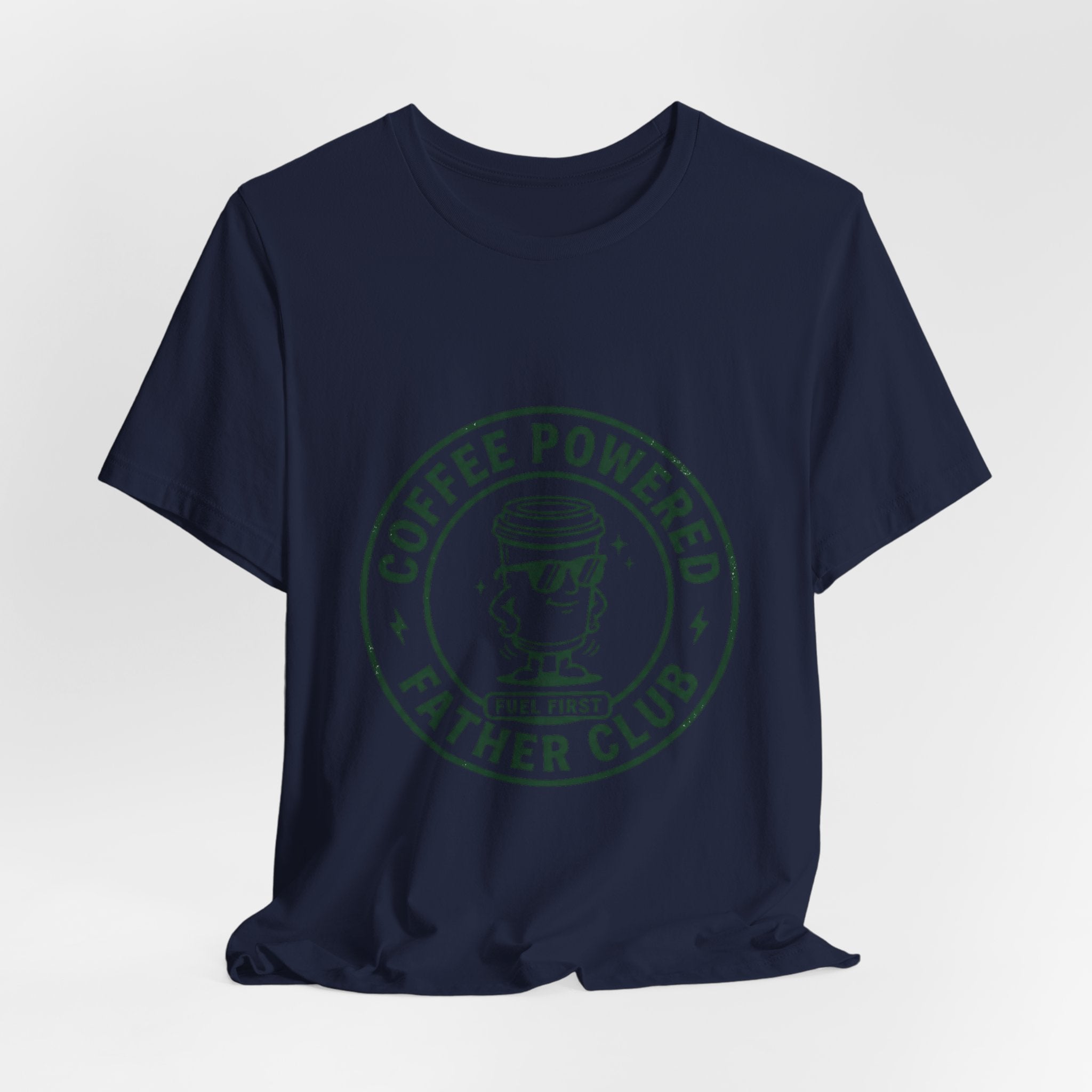 Coffee Powered Father Club T-Shirt | Father’s Day Dad Tee, Retro Badge