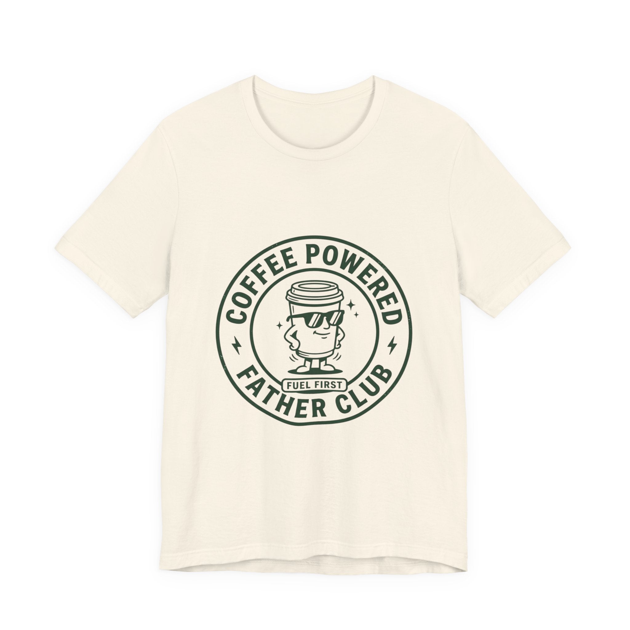Coffee Powered Father Club T-Shirt | Father’s Day Dad Tee, Retro Badge