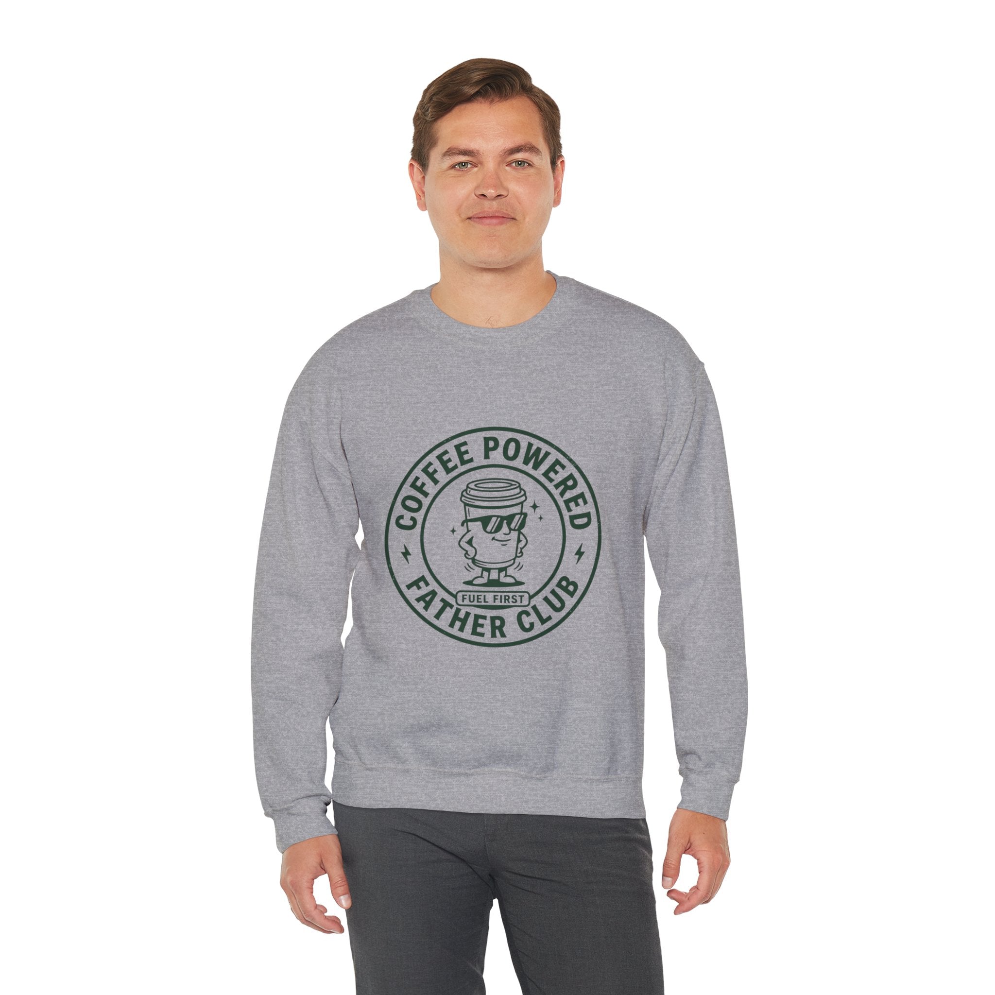 Coffee Powered Father Club Sweatshirt | Father's Day Dad Humor