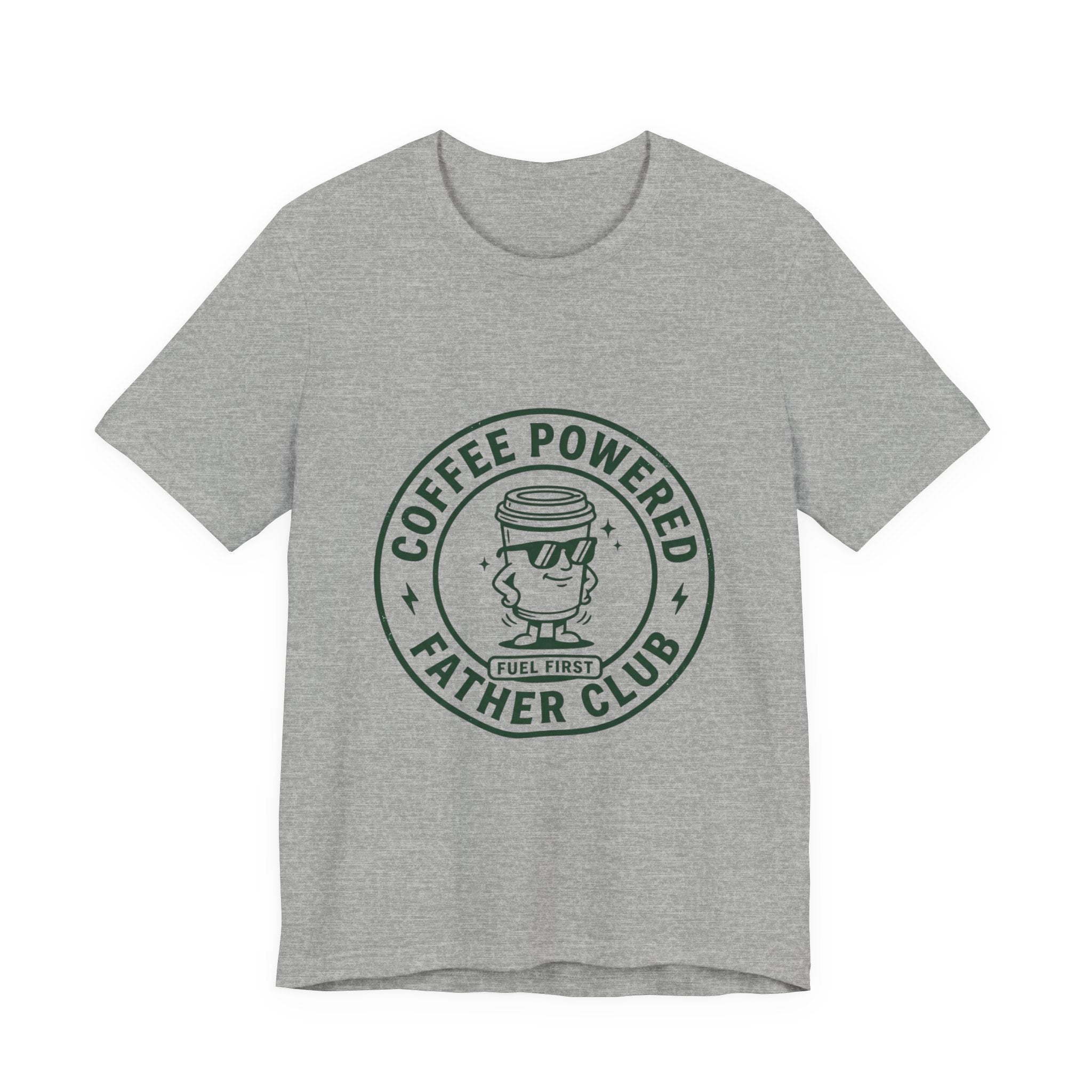 Coffee Powered Father Club T-Shirt | Father’s Day Dad Tee, Retro Badge