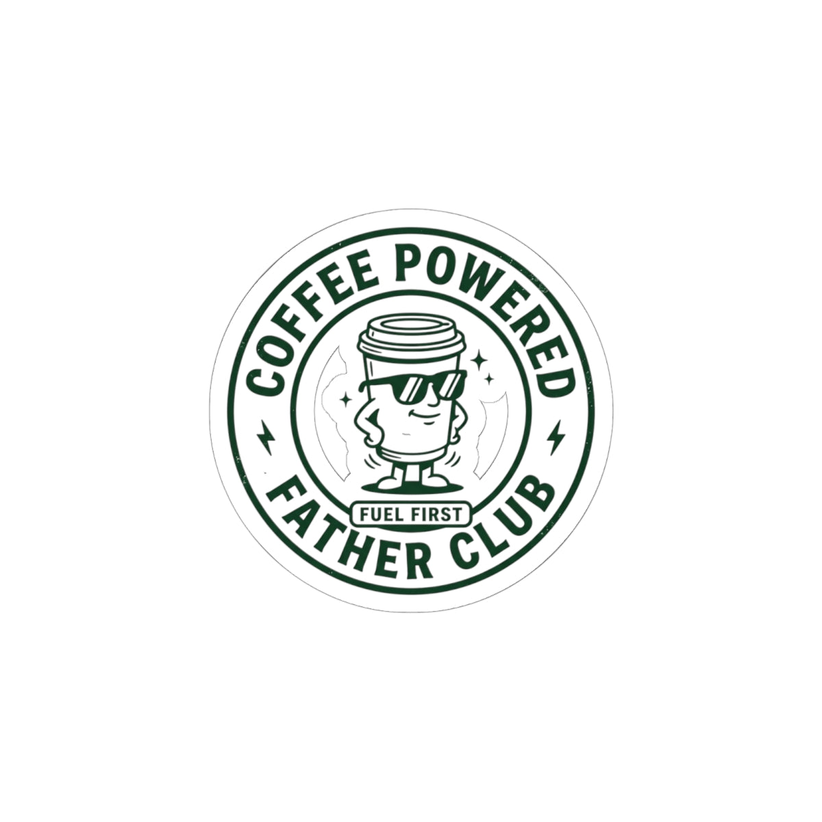Coffee Powered Father Club Sticker | Father's Day Dad Humor