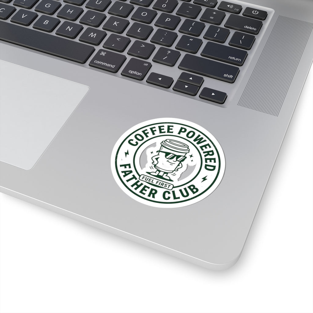 Coffee Powered Father Club Sticker | Father's Day Dad Humor