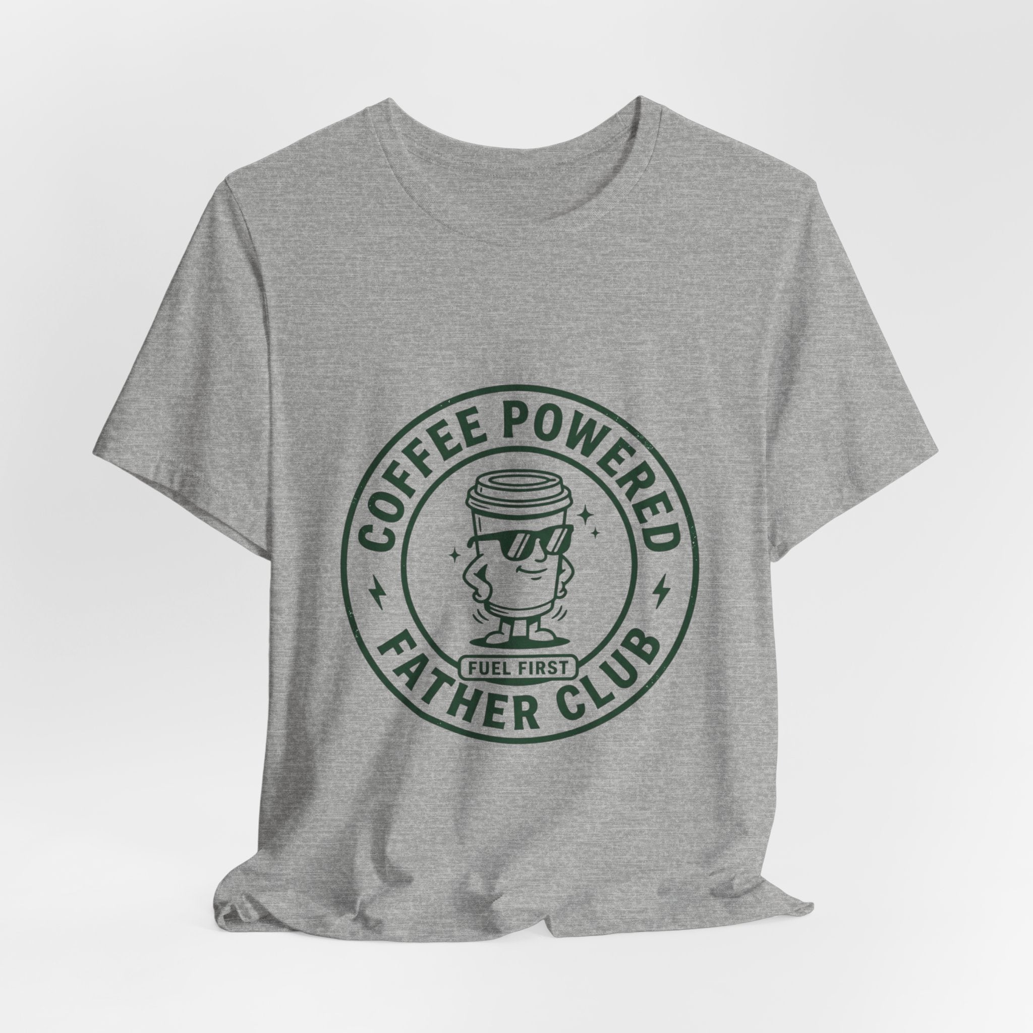 Coffee Powered Father Club T-Shirt | Father’s Day Dad Tee, Retro Badge