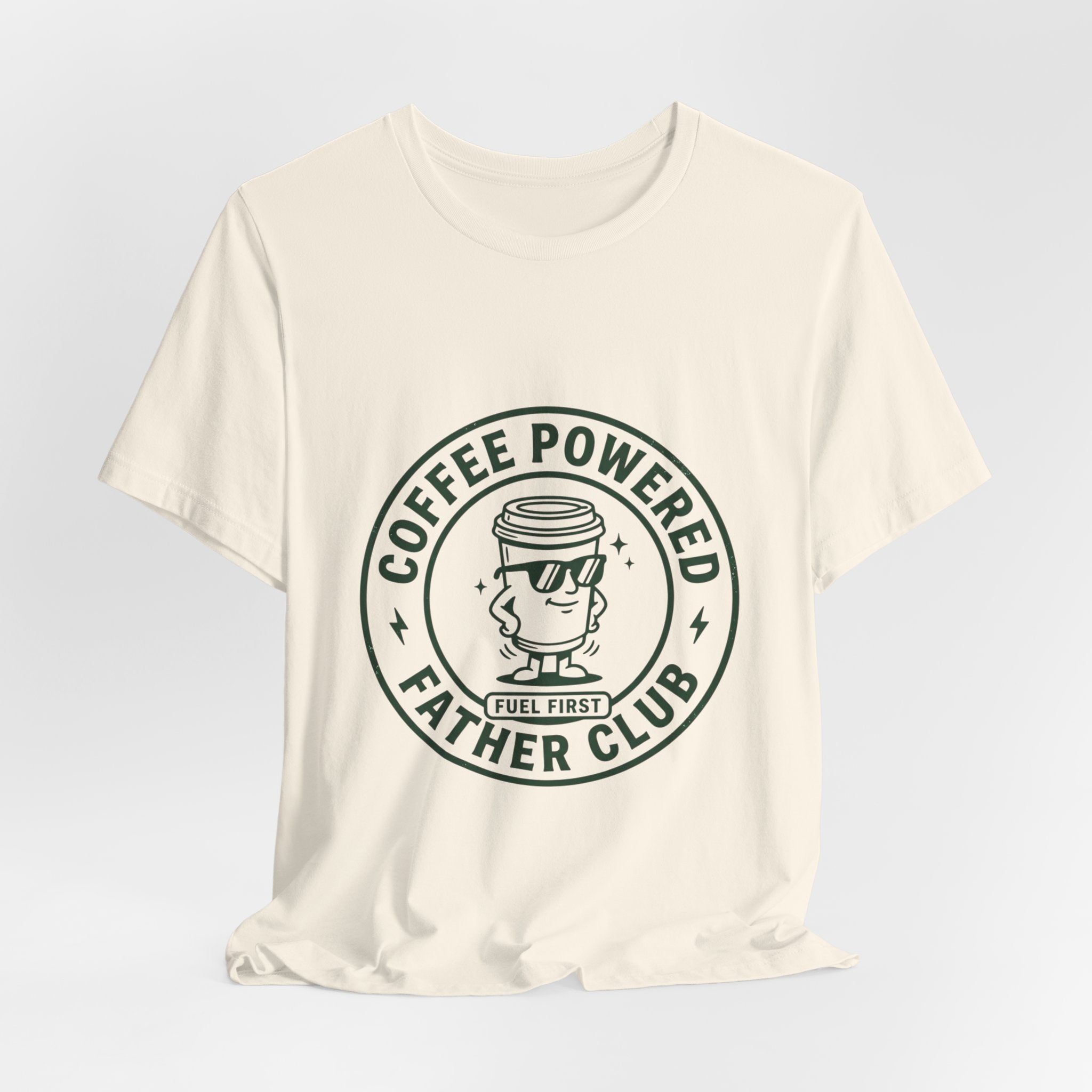 Coffee Powered Father Club T-Shirt | Father’s Day Dad Tee, Retro Badge
